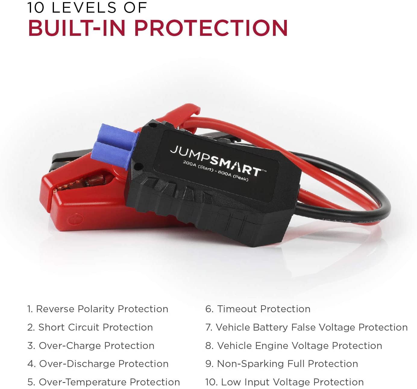 Limitless Innovations JumpSmart 10 in 1 Portable Vehicle Jump Starter, Flashlight, Power Bank, Red - Image 2