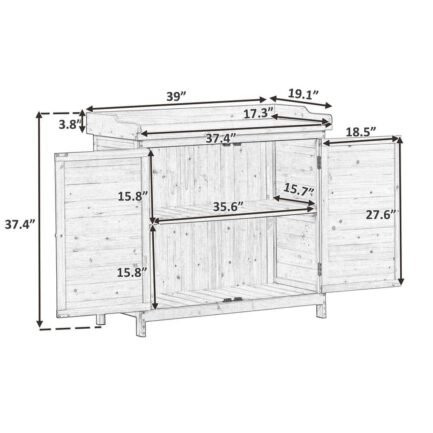 cenadinz Outdoor 39 in. Potting Bench Table, Rustic Garden Wood Workstation Storage Cabinet Garden Shed H-WF285324AAE - Image 2