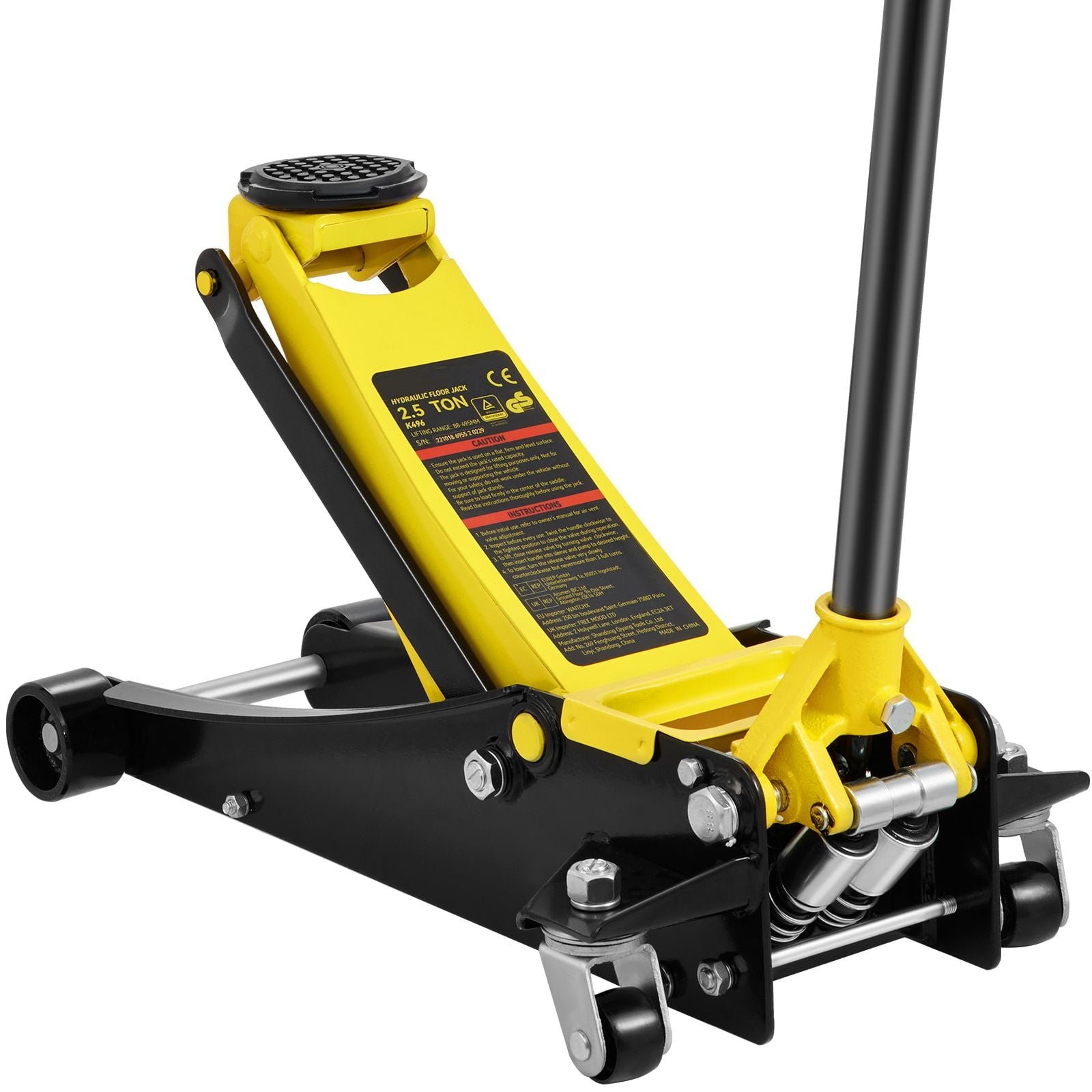 BENTISM Low Profile Floor Jack 3 Ton (6600 lbs), Aluminum and Steel Hydraulic Racing Floor Jack, Dual Piston Quick Lift Pump, 19-11/16″-3-6/11″ Height Lifting Range, Yellow+Black