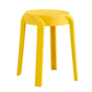 Stackable Space-Saving Plastic Stools – Set of 6 for Easy Storage,Yellow