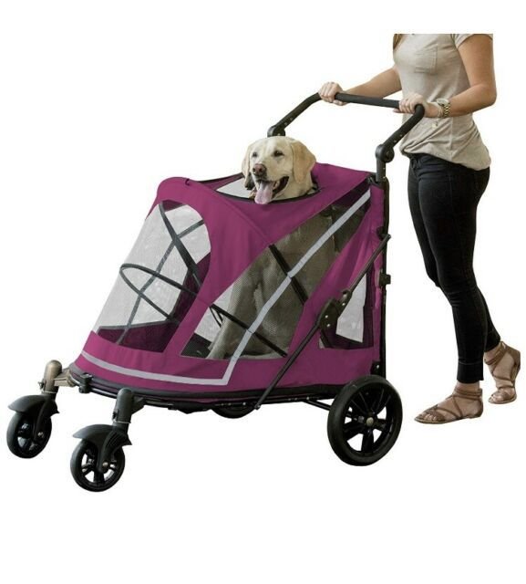 No-Zip Double Pet Stroller – Boysenberry - Image 2