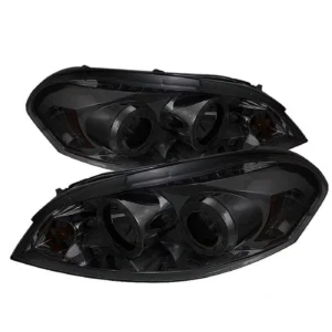Spyder Chevy Impala 06-13 / Chevy Monte Carlo 06-07 – Projector Headlights – LED Halo – LED ( Replaceable LEDs ) – Smoke – High H1 (Included) – Low Fits select: 2006-2013 CHEVROLET IMPALA