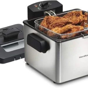35042 Professional Style Electric Deep Fryer, XL Frying Basket, Lid with View Window, 1800 Watts, 21 Cups / 5 Liters Oil Capacity, Stainless Steel