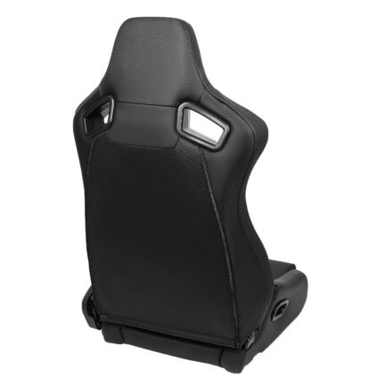 NRG Innovations NRG-RSC-750-L-R-BK-BK NRG Innovations Pair PVC Leather Bucket Racing Seats with Sliders - Image 3