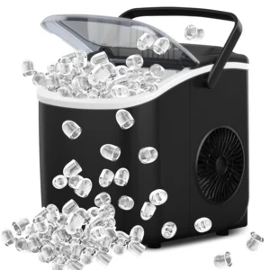 Joy Pebble Countertop Bullet Ice Maker with Handle – 26 lbs/24H, 9 Cubes in 6 Minutes, Self-Cleaning Portable Ice Machine
