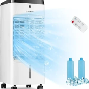 3-in-1 Evaporative Air Cooler, Quiet Personal Swamp Cooler with Remote Control, 70° Oscillation, 12H Timer, 4 Speeds, 2 Ice Boxes, Portable Air Cooler Fan for Room Bedroom Home Office