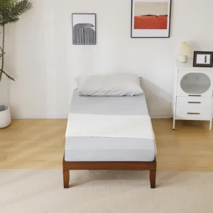 Wooden Twin Bed Frame with Brown Finish – Sturdy and Basic Design, 197.2 x 96.5 x 30.5cm – Perfect for Kids’ Bedrooms