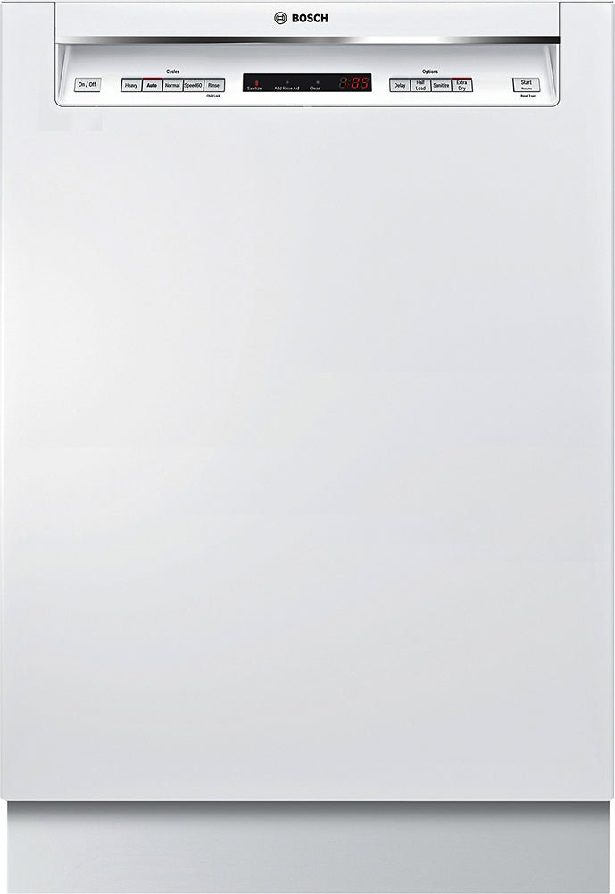 Bosch – 300 Series 24″ Recessed Handle Dishwasher with Stainless Steel Tub – White