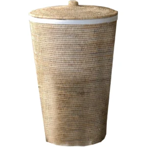 AGM Home Store DWBA Malacca Single Hamper Laundry Basket with Lid 15″x25″, Rattan