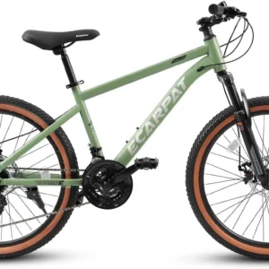 UPYOOE Mountain Bike, Carbon Steel Frame with 24″ Wheels, Trail Commuter City Snow Beach Mountain Bikes Bicycles Disc Brakes Thumb Shifter, Front Fork Bicycles for Adult Youth Teenagers Mens Womens