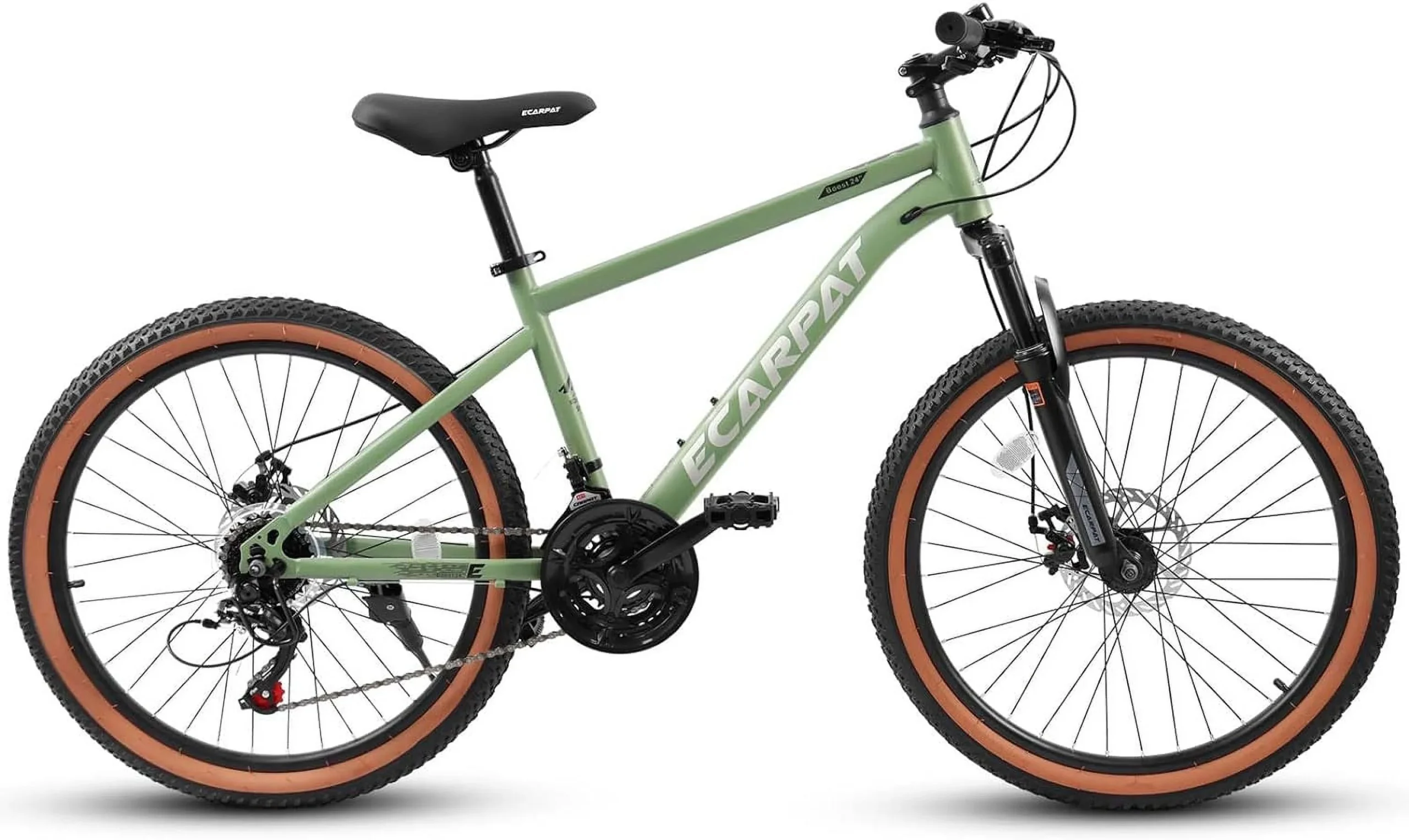 UPYOOE Mountain Bike, Carbon Steel Frame with 24″ Wheels, Trail Commuter City Snow Beach Mountain Bikes Bicycles Disc Brakes Thumb Shifter, Front Fork Bicycles for Adult Youth Teenagers Mens Womens