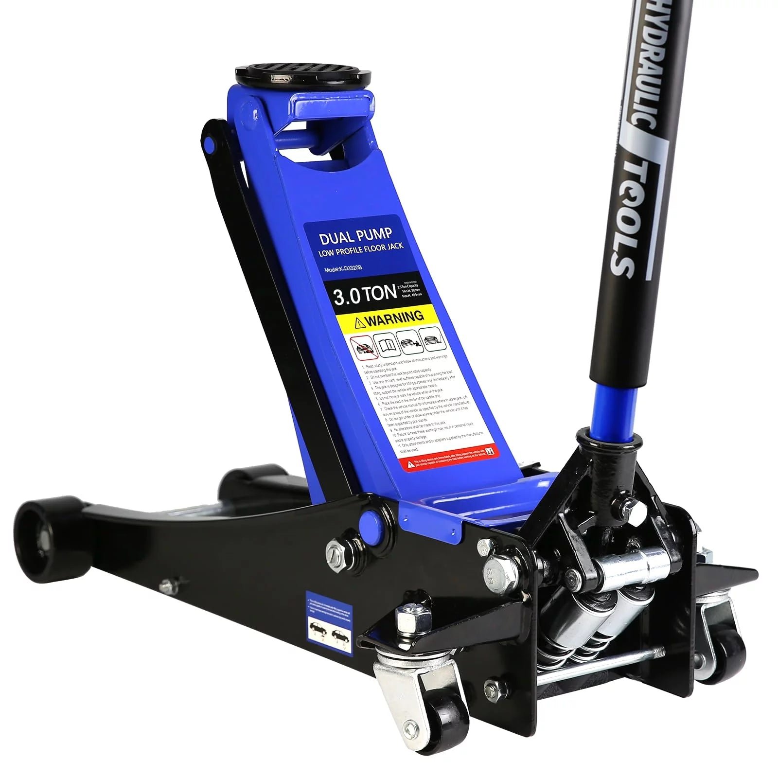 3 Ton Floor Jack, Hydraulic Low Profile Car Jack, Heavy Duty Steel Hydraulic Jack Floor Jack with Dual Piston Quick Lift Pump, Lifting Range 5.1″-20″