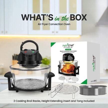 18 Quart Convection Countertop Air Fryer – See through Glass for Best Cooking Results – Air Fryer, Roaster, Bake, Grill, Steam & Roast – Includes Glass Bowl, Broil Rack & Toasting Rack - Image 4
