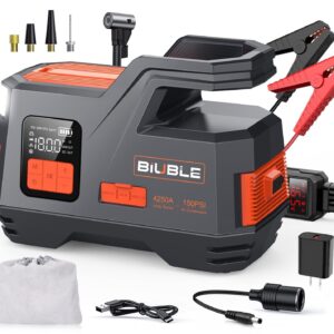 Biuble Car Jump Starter with Air Compressor, 4500A Peak 26800mAh 12V Auto with 150PSI Tire Inflator（up to All Gas or 10.0L Diesel Engine）