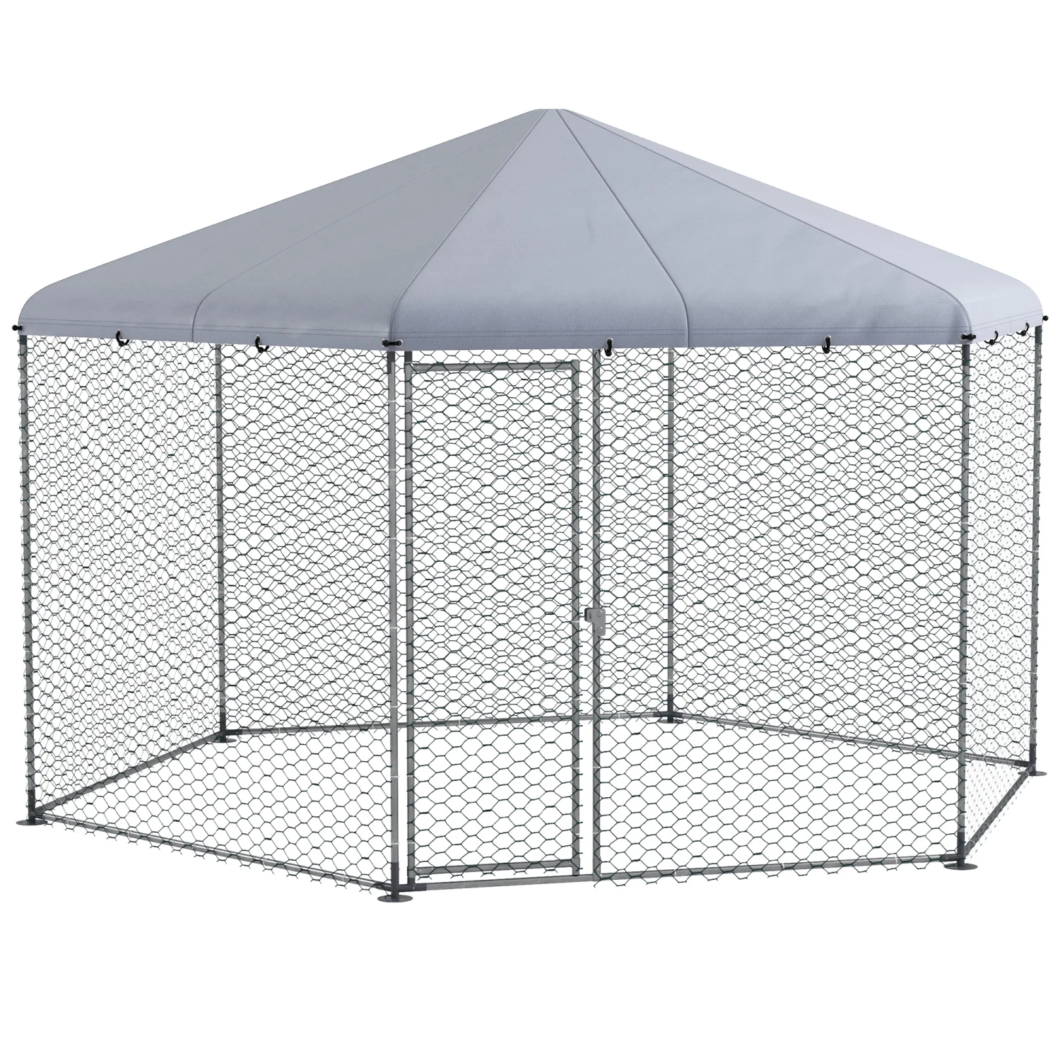 GFVCNIO Large Metal Poultry Coop Run with Waterproof & Anti-UV Cover – 13' x 11.4' x 8.6'