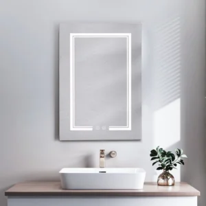 LED Bathroom Wall Cabinet with Mirror & Single Door – White Finish Space-Saving Storage Cabinet with Illumination for Small Bathrooms