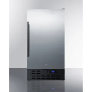 ADA compliant 18″ wide frost-free freezer built-in or freestanding use, with stainless steel exterior, lock, and digital thermostat