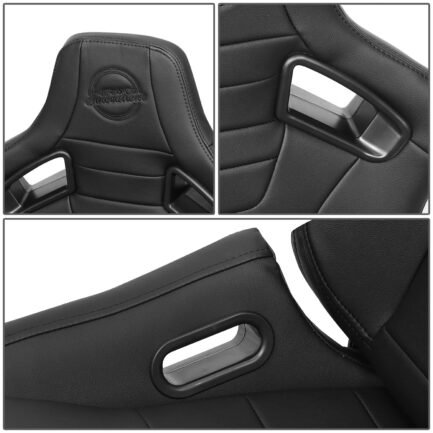 NRG Innovations NRG-RSC-750-L-R-BK-BK NRG Innovations Pair PVC Leather Bucket Racing Seats with Sliders - Image 6