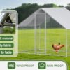 Caulitar 10ft x 10ft Large Metal Chicken House/Pen for 6/10 Chickens Poultry Cage with Waterproof Cover for Rabbits Duck Walk-in Chicken Run for Yard Outdoor - Image 4