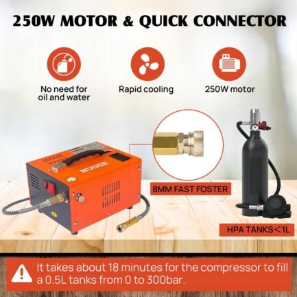 NUOGE Pcp Air Compressor,4500Psi 30Mpa Powered by Car 12V DC or Home 110V AC W/Converter - Image 3