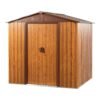 6.36 x 5.7ft Outdoor Metal Storage Shed with Floor Frame, Sliding Doors, Sun Protection, Waterproof Tool Storage Shed for Garden, Patio, Lawn,Backyard (Brown & Wood Grain-No Window) - Image 3