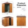 6.36 x 5.7ft Outdoor Metal Storage Shed with Floor Frame, Sliding Doors, Sun Protection, Waterproof Tool Storage Shed for Garden, Patio, Lawn,Backyard (Brown & Wood Grain-No Window) - Image 2