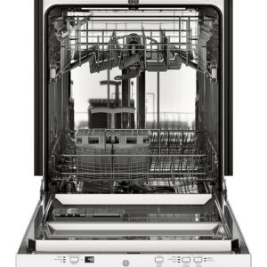 GE – 24″ Top Control Built-In Dishwasher with Autosense Cycle, Piranha Food Disposer; 51 dBA – White