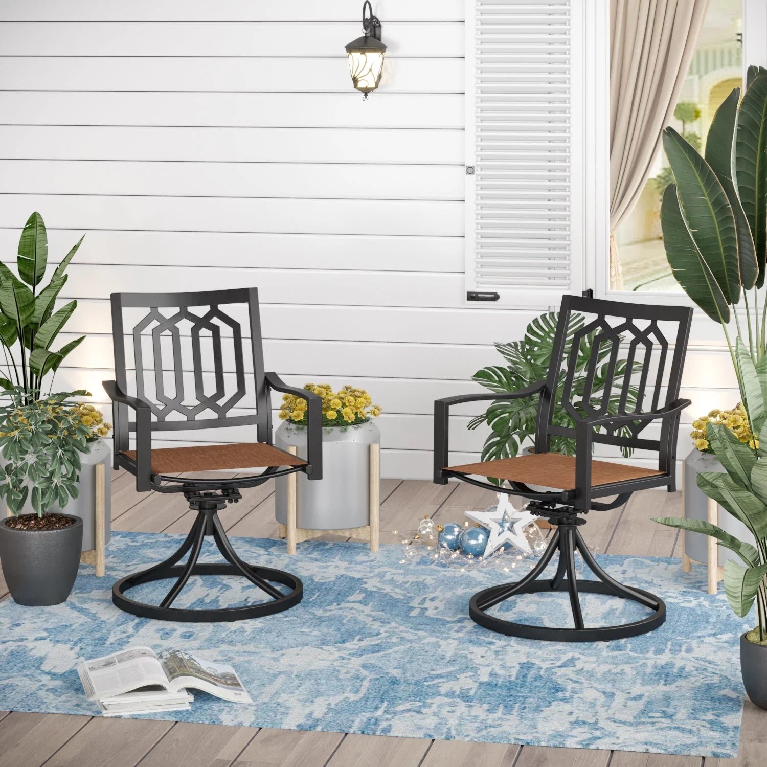 Sophia & William Outdoor Patio Swivel Dining Chair – Textilene – Set of 2
