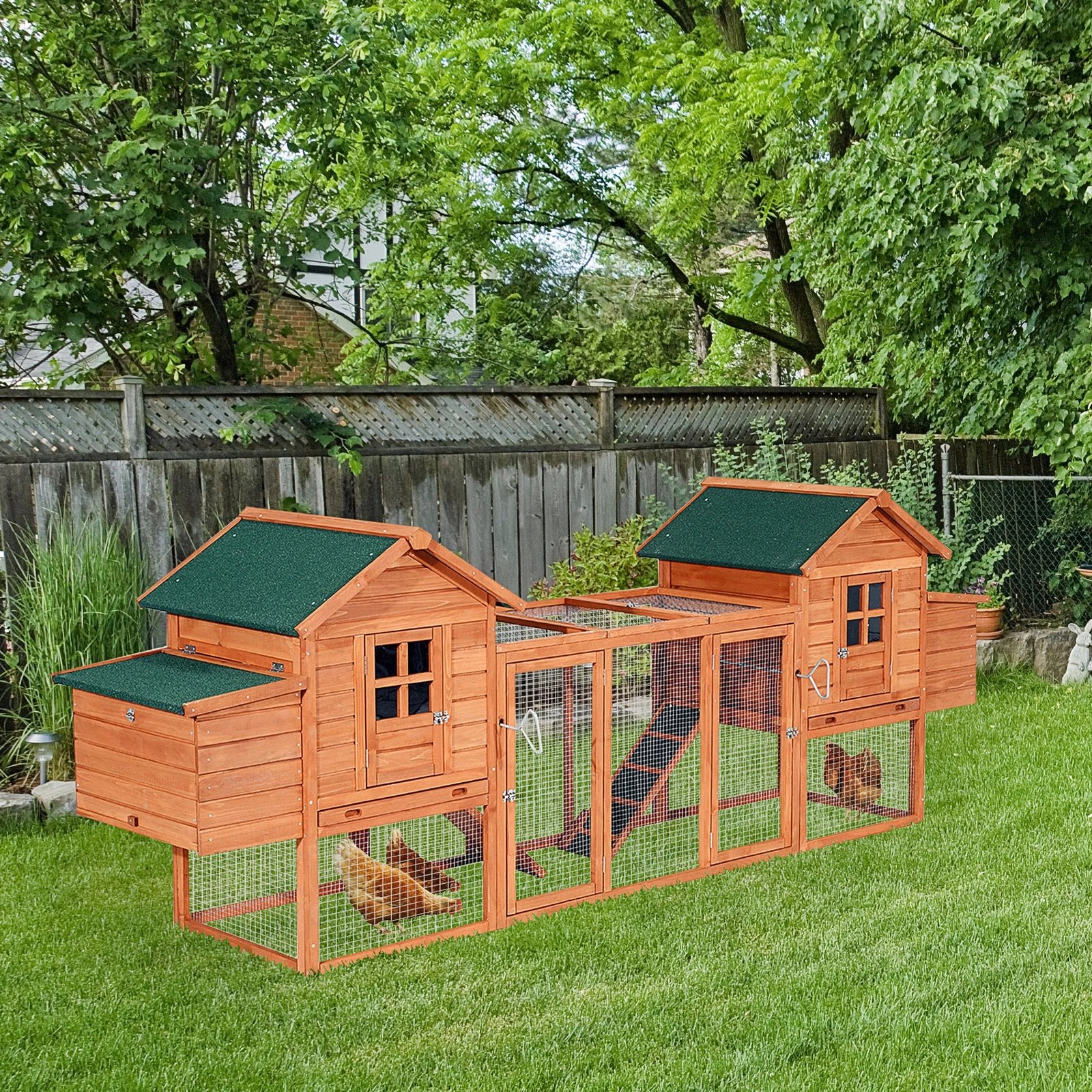 Pawhut Wooden Chicken Coop Nesting Box Poultry Cage Run Outdoor Backyard Larg