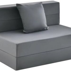 ASDRFYU 6 Inch Folding Sofa Bed Couch with Pillow Tri-fold Mattress with High-Density Foam Foldable Floor Couch with Headrest Portable Guest Bed with Zippered & Washable Cover Gre