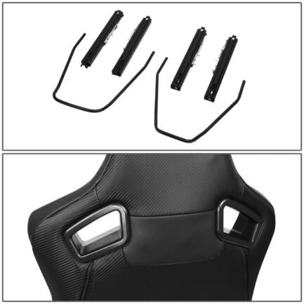 NRG Innovations NRG-RSC-750-L-R-BK-BK NRG Innovations Pair PVC Leather Bucket Racing Seats with Sliders - Image 4