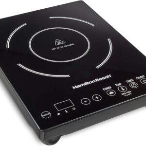 Portable Single Induction Cooktop Countertop Burner Hot Plate with Fast Heating Mode, 1800 Watts, 10 Temperature Settings up to 450F, Black (34104)