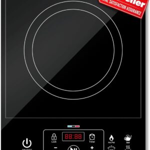 RapidTherm Portable Induction Cooktop Hot Plate Countertop Burner 1800W, 8 Temp Levels, Timer, Auto-Shut-Off, Touch Panel, LED Display, Auto Pot Detection, Child Safety Lock, 4 Preset Programs