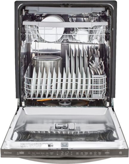 LG – 24″ Top-Control Built-In Smart Wifi-Enabled Dishwasher with Stainless Steel Tub, Quadwash, and 3rd Rack – Black stainless steel - Image 3