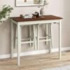3-Piece Bar Table Set – Counter Height Pub Table w/ 2 Stools, 2 Wine Holders, Rubber Wooden Legs, Space-Saving Dinette Table Set for Bar, Kitchen, Living Room, Cream White & Walnut - Image 2