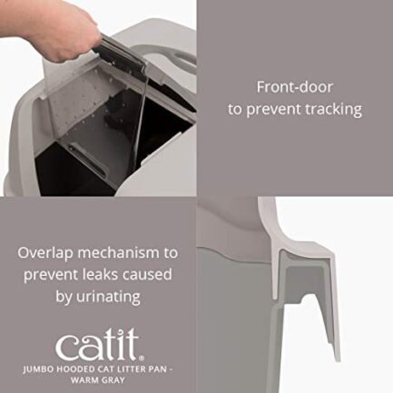 Catit Jumbo Hooded Litter Pan – Gray - Image 2