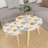 JYHOME Modern Nesting Coffee Table Set with Hot Air Balloon Sky Pattern – Triangle End & Center Table for Living Room, Bedroom & Balcony