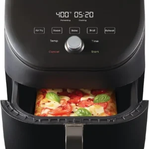 Slim XL 6QT Air Fryer that Crisps, Roasts, Reheats, Bakes, Broils & is Quiet, Space Saving, Nonstick, Dishwasher-Safe, 100+ In-App Recipes,Black
