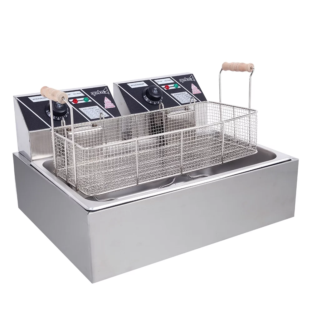 ZOKOP Large Electric Deep Fryer 12.7QT – Stainless Steel Single Cylinder 1700W Fryer with Basket (Silver)