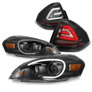 AKKON – Fits 06-13 Impala | 14-16 Impala Limited Black Light Tube Projector Headlamps + Black LED Tail Lamps