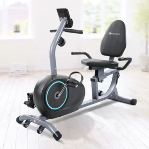 MARNUR Recumbent Exercise Bike with 8-Level Adjustable Resistance, LCD Monitor, Device Holder & Transport Wheels – Home Cardio Fitness Bike