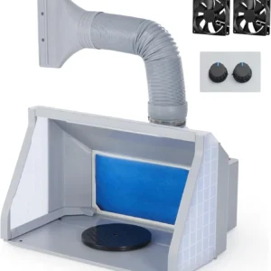 Airbrush Spray Booth With Dual Fans, Portable Paint Spray Booth For Airbrushing With Stepless Speed Switch, 3 LED Lights And Exhaust Hose, Airbrush Booth Kit For Painting Model Craft DIY