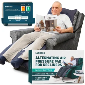 Lunderg Alternating Air Pressure Pad for Recliner Chair – Medical-Grade Pressure Relief Cushion with Quiet Pump for Bed Sore Prevention