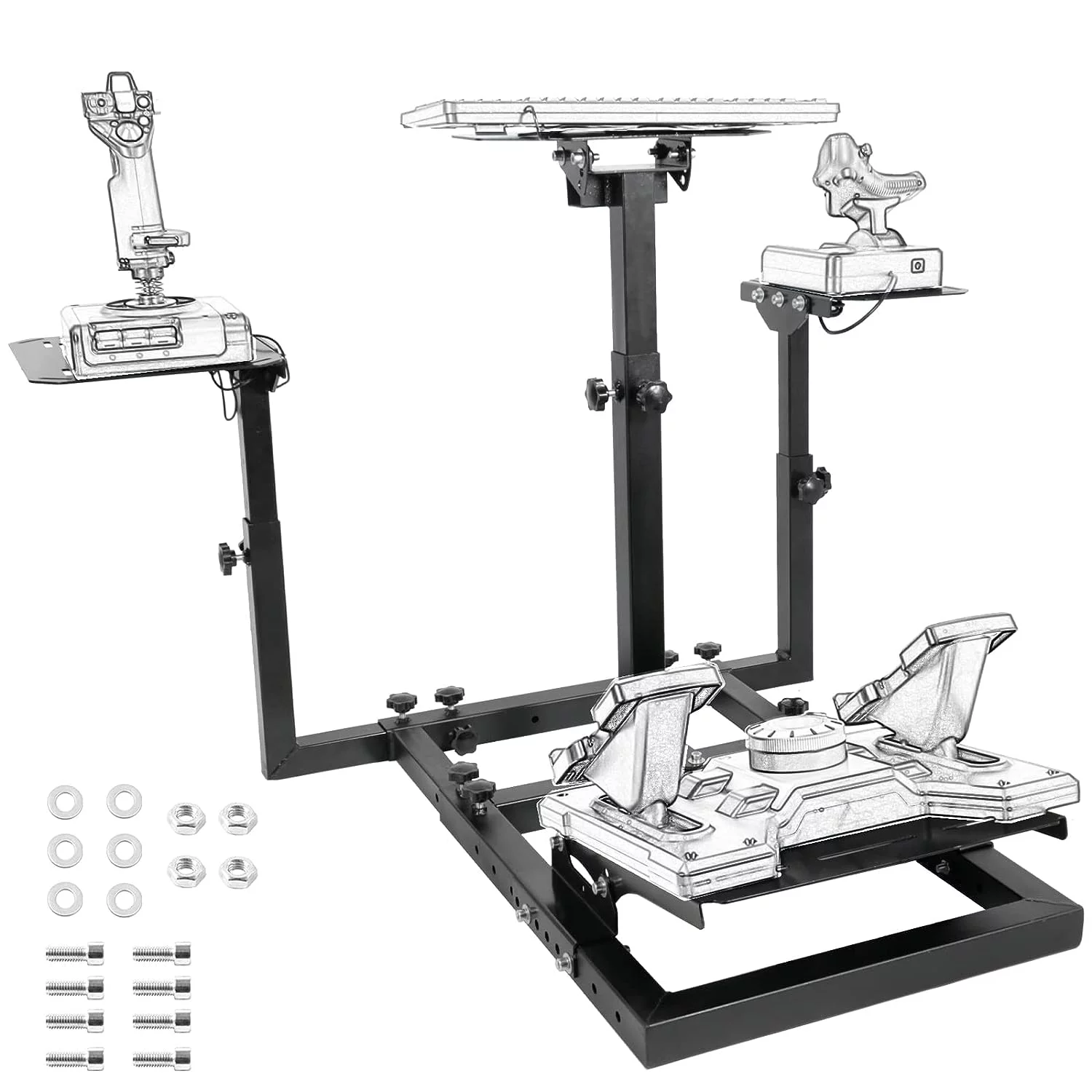 Marada Adjustable Flight Simulator Cockpit Stand for Thrustmaster HOTAS Warthog, Heavy-Duty Flight Sim Control Stand, Black