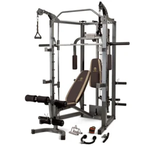 Marcy Combo Heavy Duty Full Body Home Gym Equipment – Multi-Function Strength Training Machine, Gray/Brown
