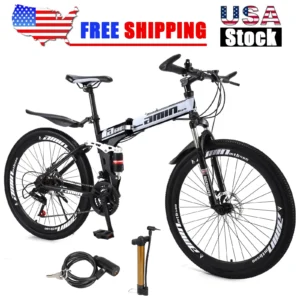 Unisex Adult Mountain Bike Full Suspension 26″ 21 Speed MTB Folding Bicycle