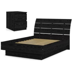 Home Square 2-Piece Furniture Set – Platform Full Bed with 2-Drawer Nightstand