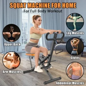 ACE-FIT 1-YEAR-WARRANTY,Foldable,250 LBS,35.43″L x 22.83″W x 43.70″H,Squat Machine for Home,Assist Trainer for Glutes with Resistance Bands,Ab Back/Leg Press Hip Thrust for Home Office Gym(Black)
