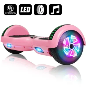 SISIGAD Hoverboard, 10 Mph Max Speed, Hoverboard with Bluetooth and LED lights, 6.5″ Self Balancing Electric Hoverboard for Kids Adults Gifts, Pink