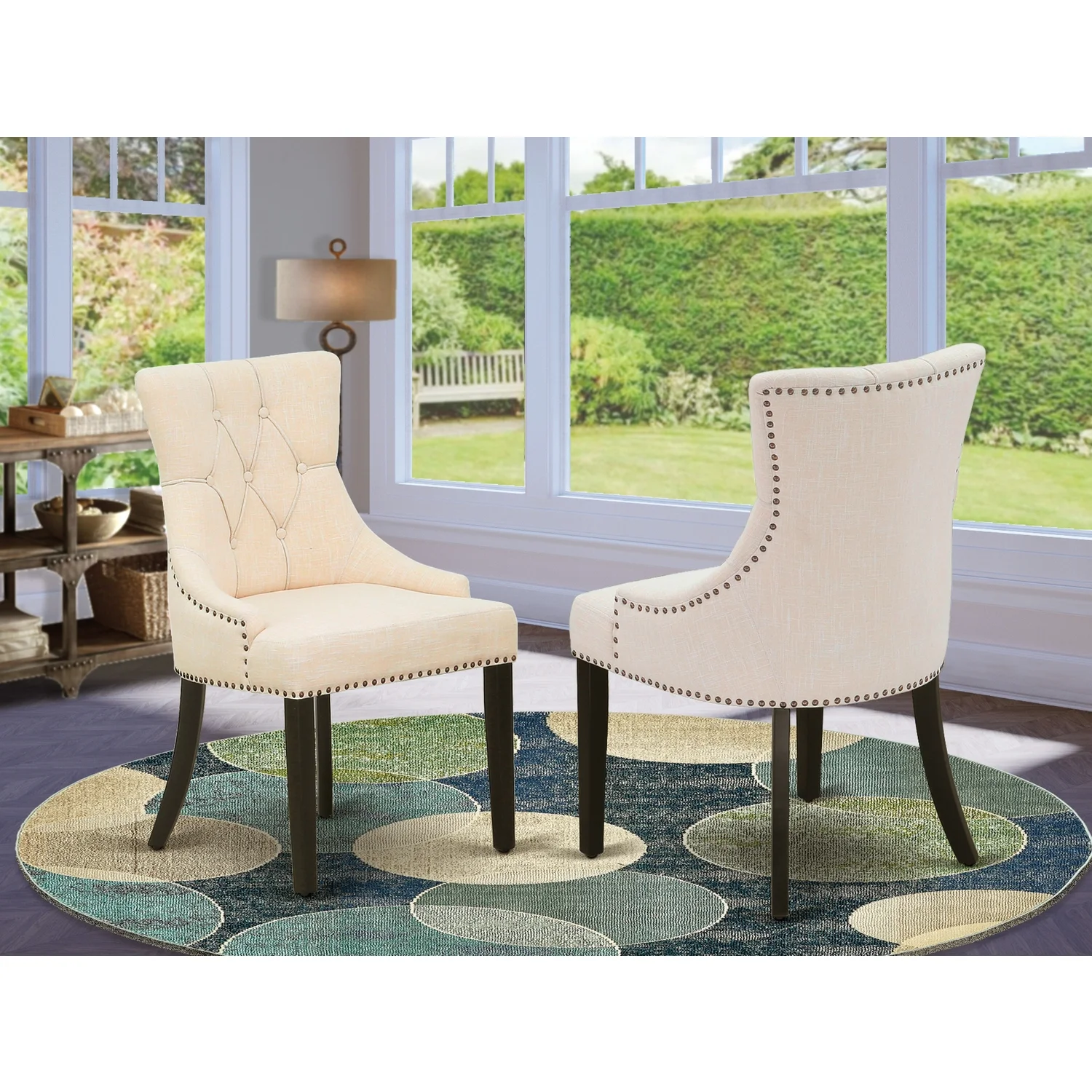 HomeStock FRP1T02 French Fabulous Parson Chair – Linen Fabric Light Beige with Black Legs
